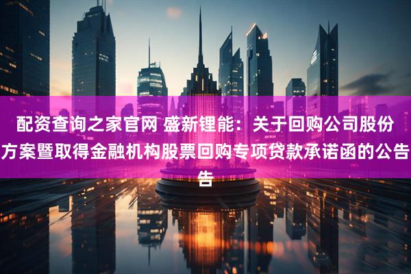 配资查询之家官网 盛新锂能：关于回购公司股份方案暨取得金融机构股票回购专项贷款承诺函的公告